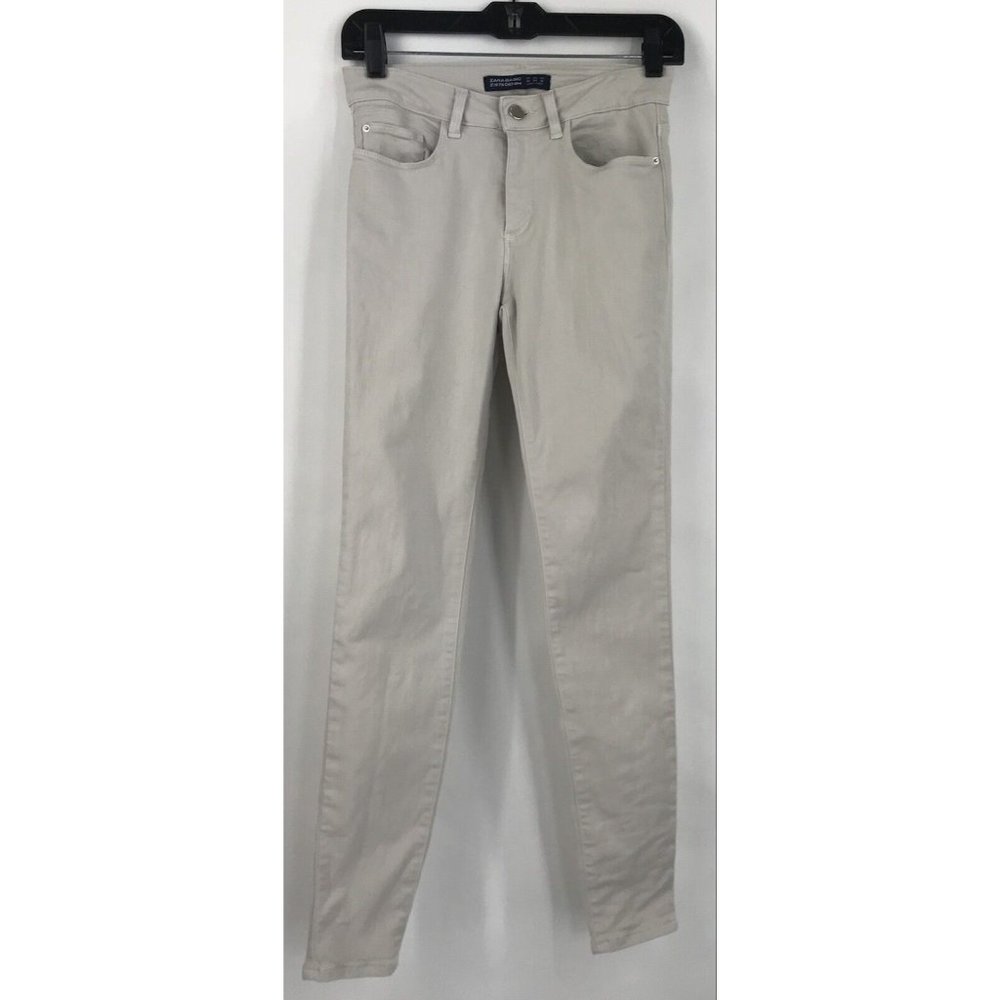 Zara Denim Jeans Womens Size 4 Beige Skinny Stretch